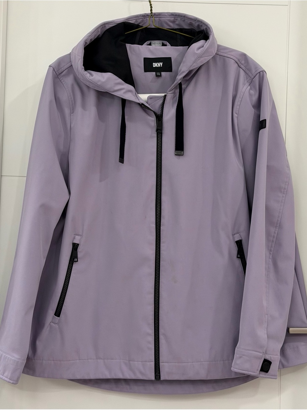 DKNY Lavender Hooded Utility Jacket with Black Trim